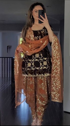 TRAJE DE BOLLYWOOD PAQUISTANÍ INDIO BODA DHOTI TOP SALWAR KAMEEZ VESTIDO DE FIESTA - Imagen 3 de 9