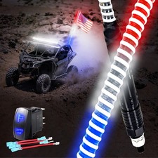 1PC 3FT Bright COB Whip Lights with Red White Blue Color, Easy Install and Re...