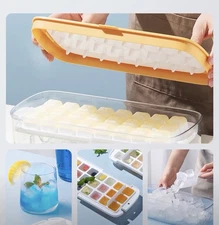 Last One! Foodgrade Silicone Ice Cube Tray with Lid,Double molds and Storage Bin