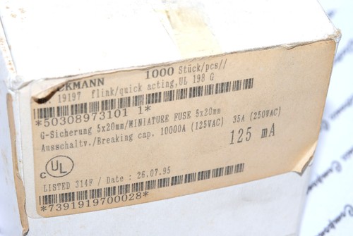 10pcs - WICKMANN 350mA (0.35A) 250V 5x20mm Quick acting Glass Fuse - Picture 3 of 3