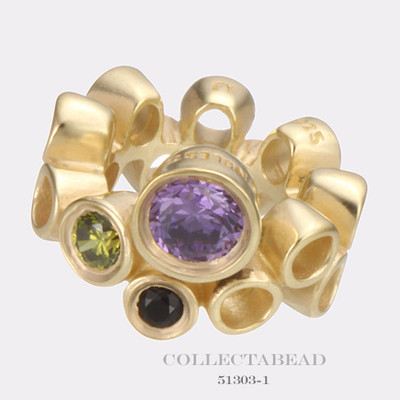 Authentic Endless Silver Gold Plated Multi Gemstones Amethyst Gold Bead 51303-1