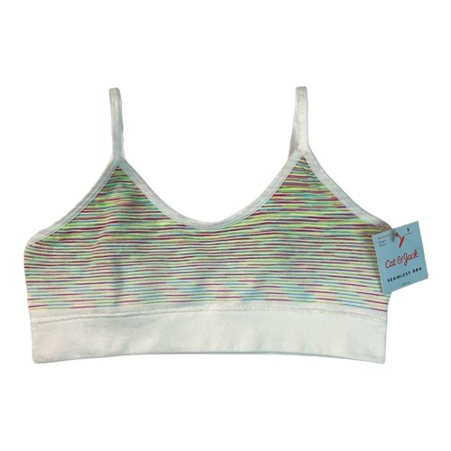Cat & Jack - Girls' Gradient Stripe Seamless Bra - Fresh White - Size Small - Picture 6 of 6