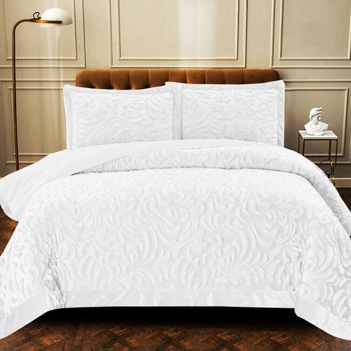 New Teddy Fleece Quilted Bedspread Bed Throw Bedding Set Pillow Sham Double King - Picture 31 of 37
