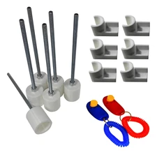 6 Weave Pole Pegs, 6 Jump Cups, 2 Obedience Training Clickers Dog Agility Equip.