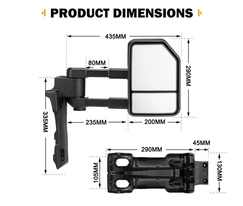 San Hima Extendable Towing Mirrors for Toyota LandCruiser 70 75 76 78 79 Series - Picture 10 of 11
