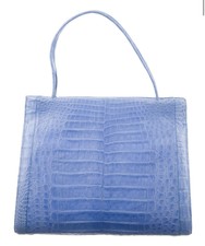 Nancy Gonzalez Crocodile Handle Bag Autographed By Nancy Gonzalez Blue