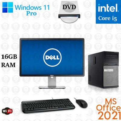 Windows 11 Dell i5 16GB 500GB SSD 22'' LCD WiFi Desktop Computer PC Office 2021