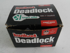 KWIKSET DEADLOCK Keyed Deadbolt Lock Set Entry Kw1 Antique Brass Finish - NEW