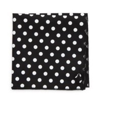 CLIFTON WILSON JACKSON DOT POLKA DOT COTTON POCKET SQUARE BLACK WHITE NWOT AS IS
