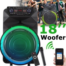 18"Woofer Portable Bluetooth Party Speaker Rechargeable DeepBass FM Wireless Mic
