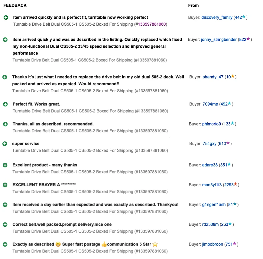 Turntable Drive Belt Dual CS505-1 CS505-2 Boxed Premium Quality Fix 33/45 select - Image 4 of 4