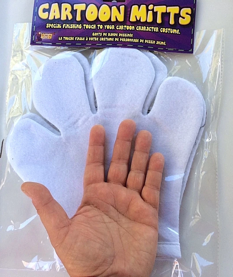 Jumbo Dibujos Animados Blanco Guantes Mickey Mouse Fieltro Payaso Mimo Vestido Disfraz Mano Foto 2 de 4