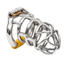 Stainless Steel Male Chastity Device Metal Cage Men Long Lock Belt Restraint 152