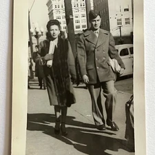 Vintage RPPC Postcard Photograph Beautiful Couple Military Man Great Note WW2