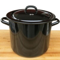 Riess Emaille Topf Schwarz Hoch 20 Cm 4 L Riesen Zwerge Kochtopf Mit Deckel