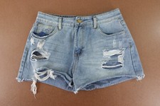 Shein Women's Size Large Light Wash Ripped Denim Cut Off Jean Shorts