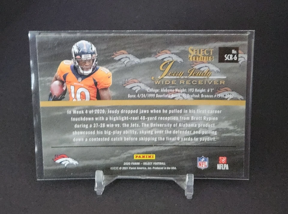 2020 Select Football Select Certified Rookies #SCR-6 Jerry Jeudy Broncos  - Image 2 of 2