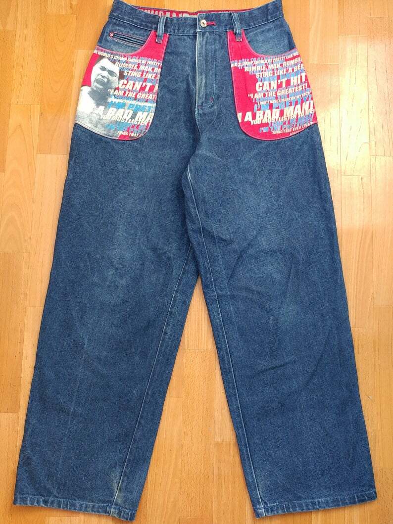 Platinum FUBU jeans, Muhammad Ali vintage baggy pants, old Platinum FUBU jeans, Muhammad Ali vintage baggy pants, old
