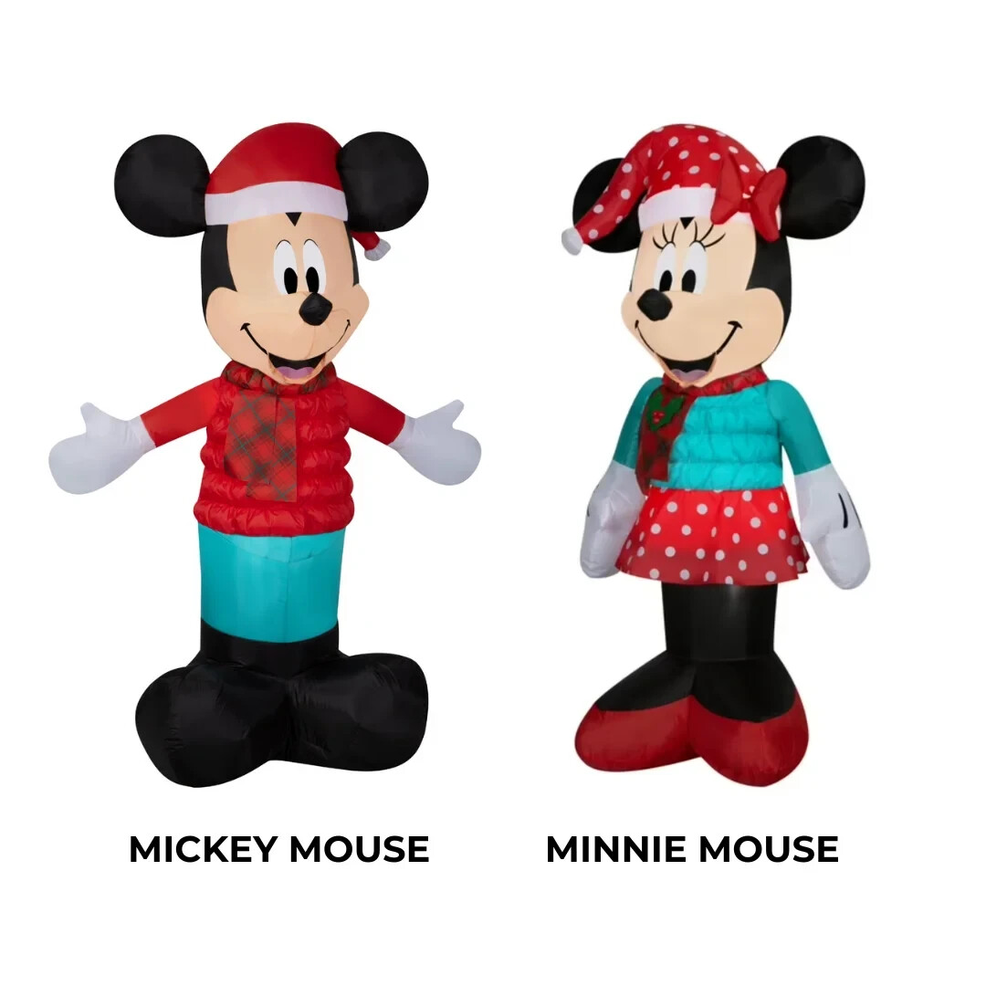 Mickey Minnie Mouse 5ft LED Light Up Christmas Inflatable Puffer Bundle Set