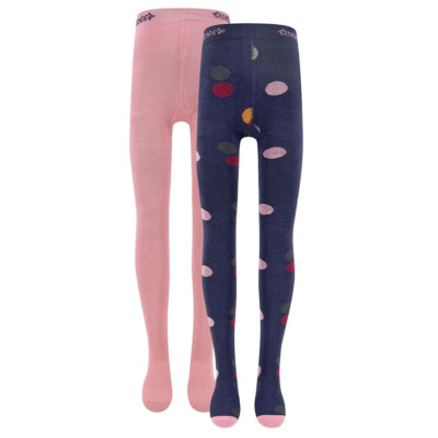 EWERS Strumpfhose 2er Pack Punkte/Uni gepunktet Kinder Mädchen
