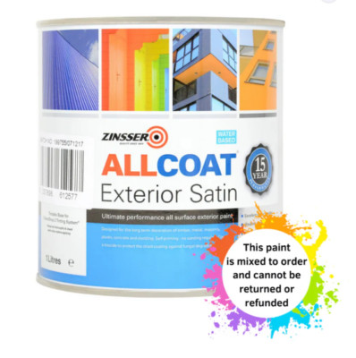 ZINSER ALLCOAT AUSSEN SATIN WASSERBASIS MISCHFARBE RAL 1000 - 1L