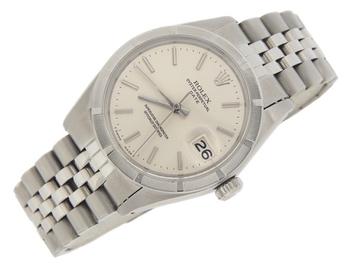 Mens Rolex Date Stainless Steel Watch Engine-Turned Index Bezel Silver Dial 1501 - Picture 3 of 7