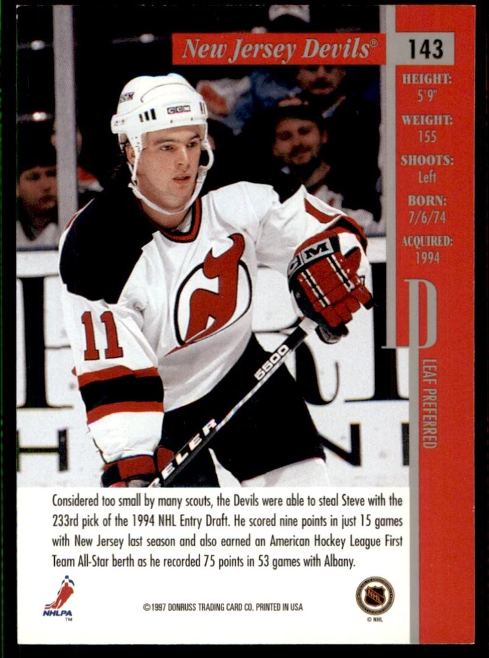 1996-97 Leaf Preferred Steve Sullivan RC New Jersey Devils #143 - Image 2 of 2