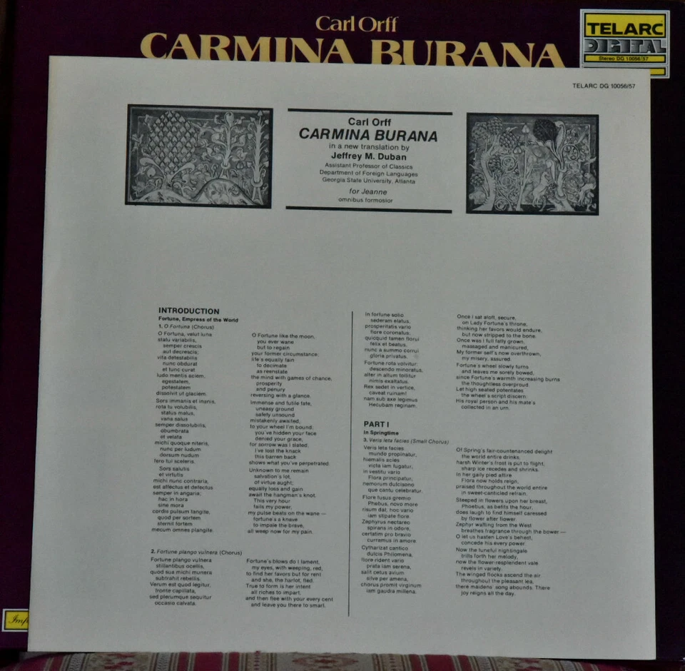 TELARC DIGITAL STEREO 1st USA Carl ORFF "Carmina Burana" Robert Shaw 2LP G/F SET - Image 4 of 4