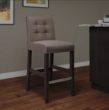 CorLiving Antonio Tufted 44in Bar Stool Gray Tweed Fabric 