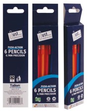 Just Stationery 6 Mechanical Pencils - Retractable With Erasers Rubbers Pnecil