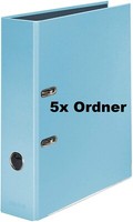 5X Original Falken Pastellcolor Ordner 8 Cm Breit Din A4 Pastell Himmel-Blau
