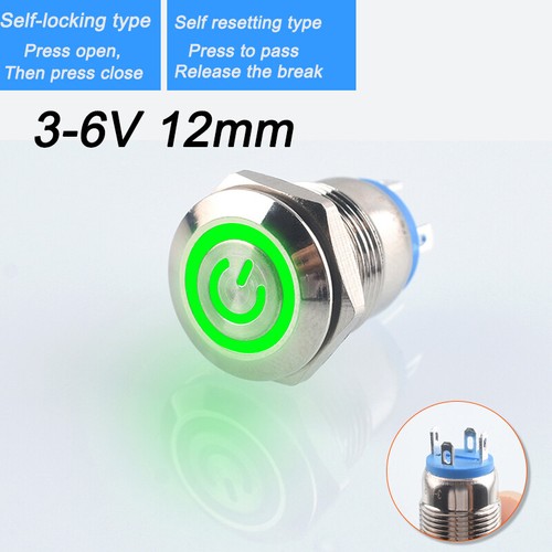 Ø 12mm SmartSwitch 3-6V / 12-24V / 5A IP65 LED Illuminated POWER Button Switch - Picture 13 of 43