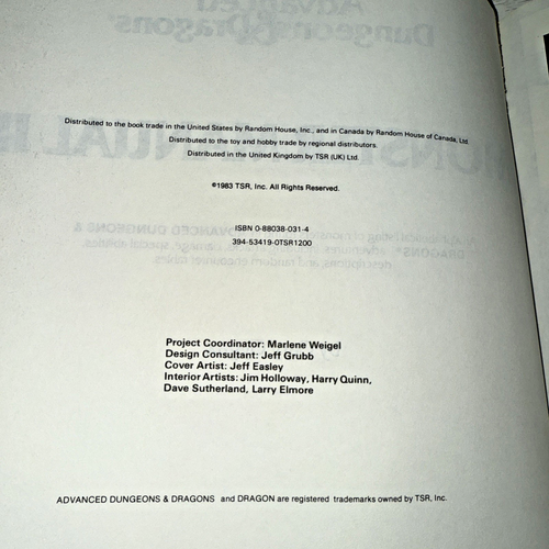Advanced Dungeons & Dragons Monster Manual 2 II. Gary Gygax TSR 1983. - Picture 8 of 16