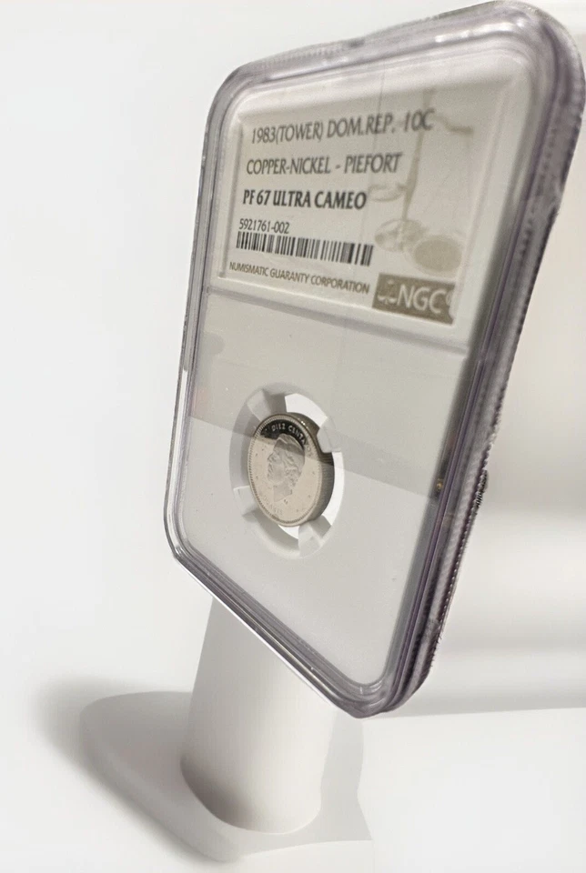 1983 🇩🇴 DOMINICAN REPUBLIC 🇩🇴 10C "TOWER" "PIEFORT" PF-67 UC - Image 4 of 4