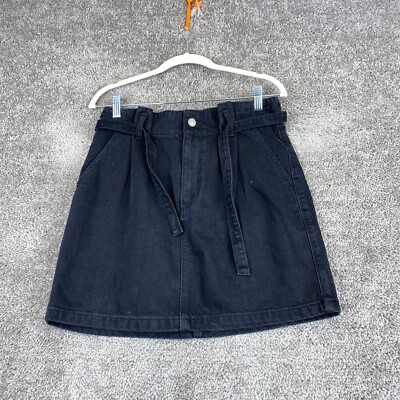 Hollister Jean Skirt Juniors Size Black Drawstring Mini High