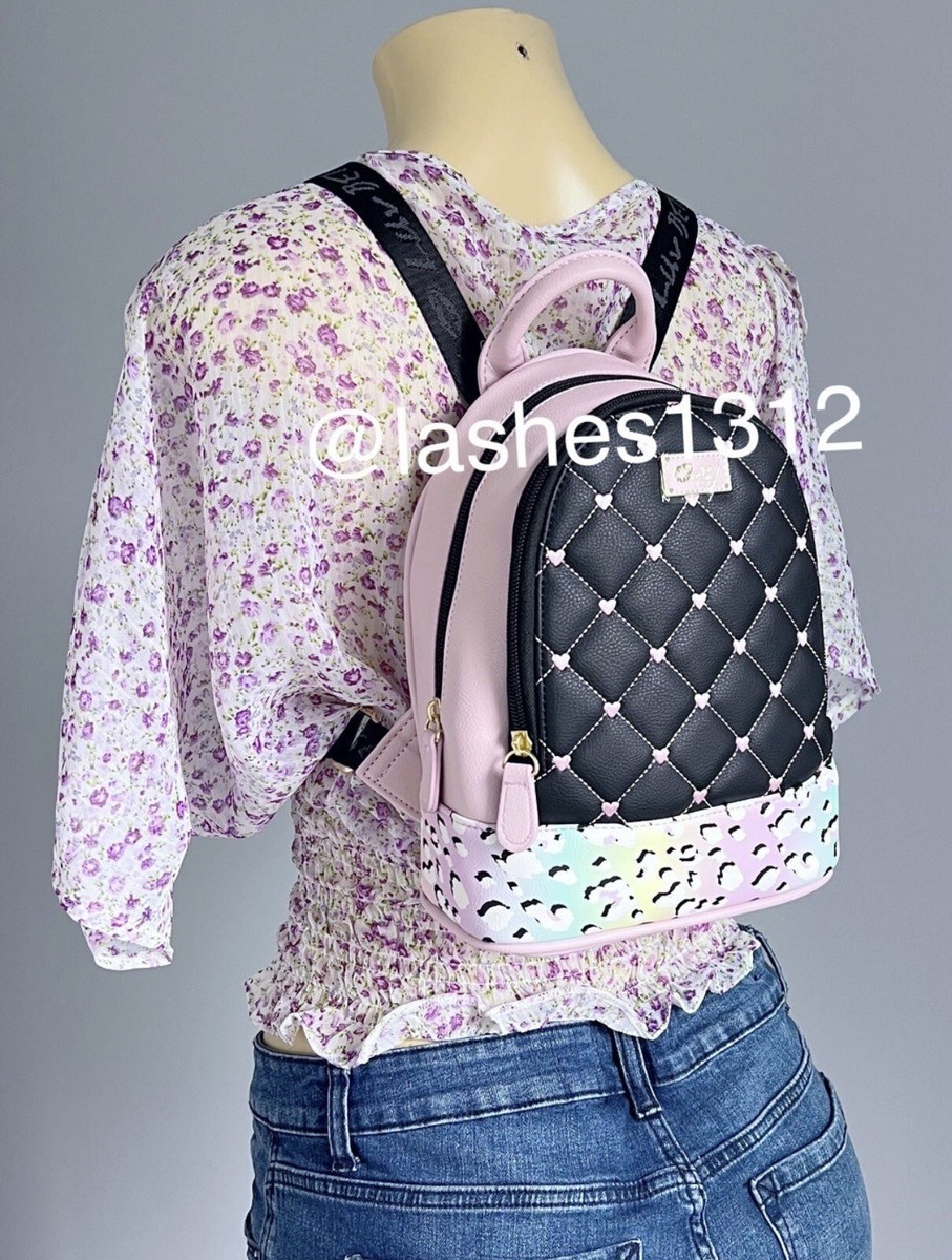 LUV BETSEY BY BETSEY JOHNSON Pink Black Jackie Diamond Quilt Backpack Bag LUV BETSEY BY BETSEY JOHNSON Pink Black Jackie Diamond Quilt  main image 3
