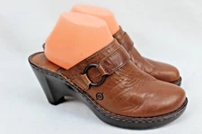 Born Women's Brown Leather Slip On Mule Clogs Shoes Size US 9/EUR 40.5   W61020 