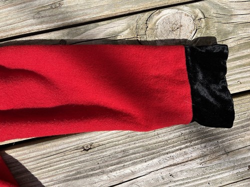 Vintage Girls Red Winter Collared Wool Long Dress Coat Black Velvet Trim. EUC! - Picture 3 of 9