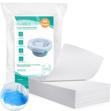 Oumee 40 Count Absorbent Commode Pads for Bedside 9.5 5.1in-40, White
