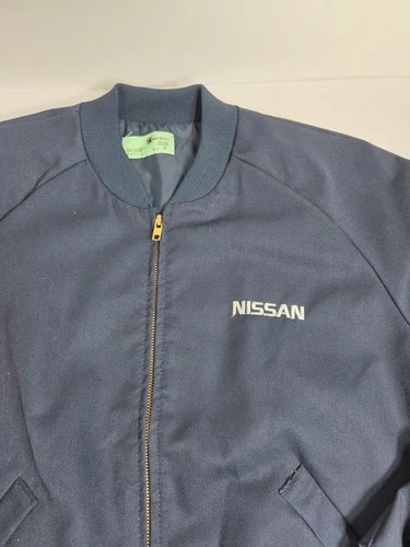 Vtg 80s Nissan Tech Mechanic Work Bomber Jacket Navy  Sz M USA MADE image 3