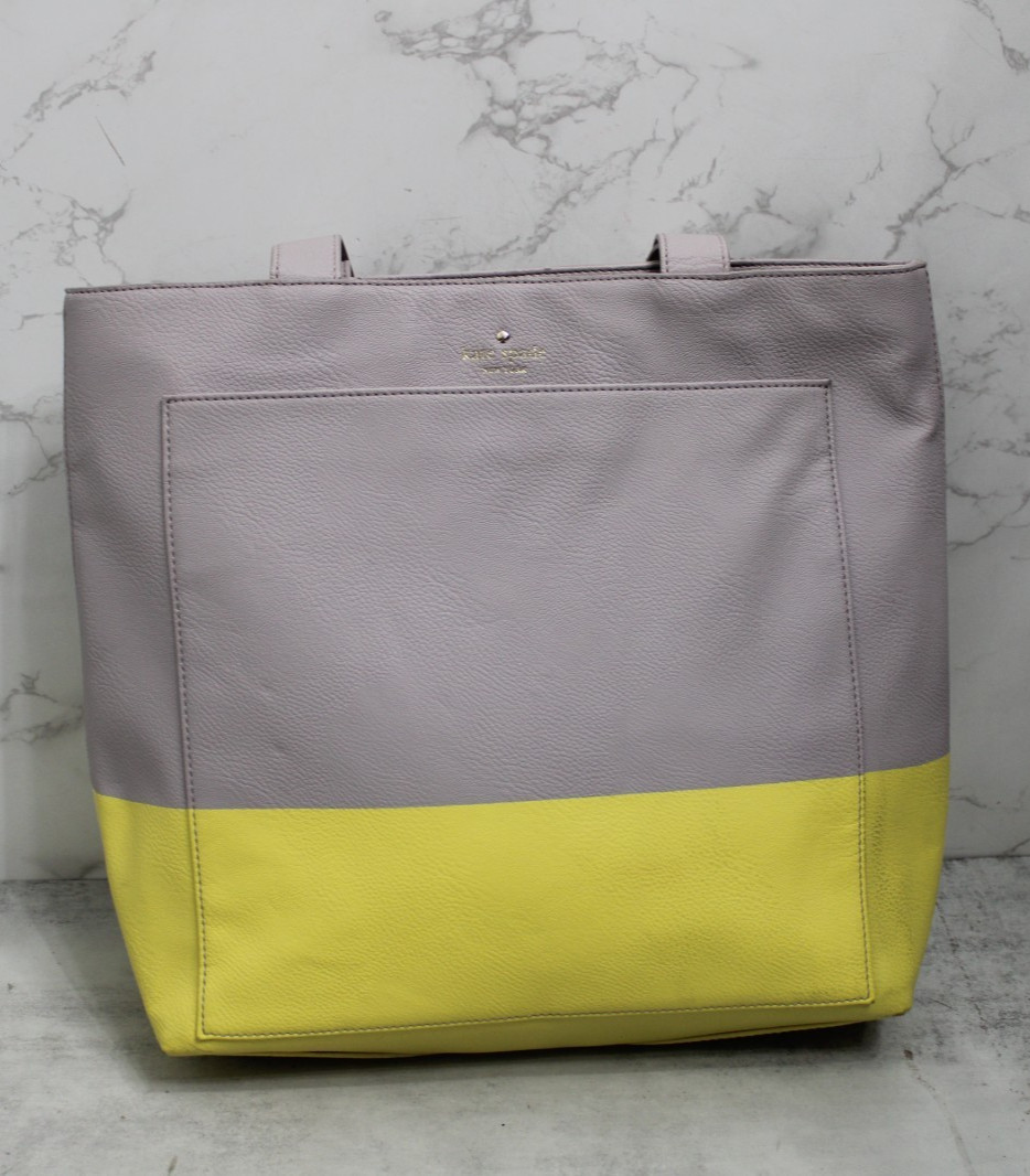 Kate Spade Gray & Yellow Leather Shoulder HandBag Purse