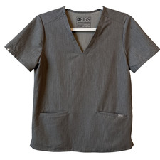 Figs Technical Collection Women's S Scrub Top Short Sleeve V Neck Gray Medical