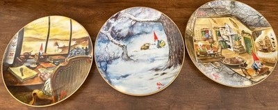 Set of 3 Rien Poortvliet Gnome Collector Plates