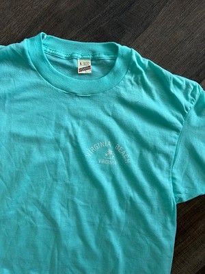 Screen Stars Virginia Beach vintage light green single stitch t-shirt Large nwot