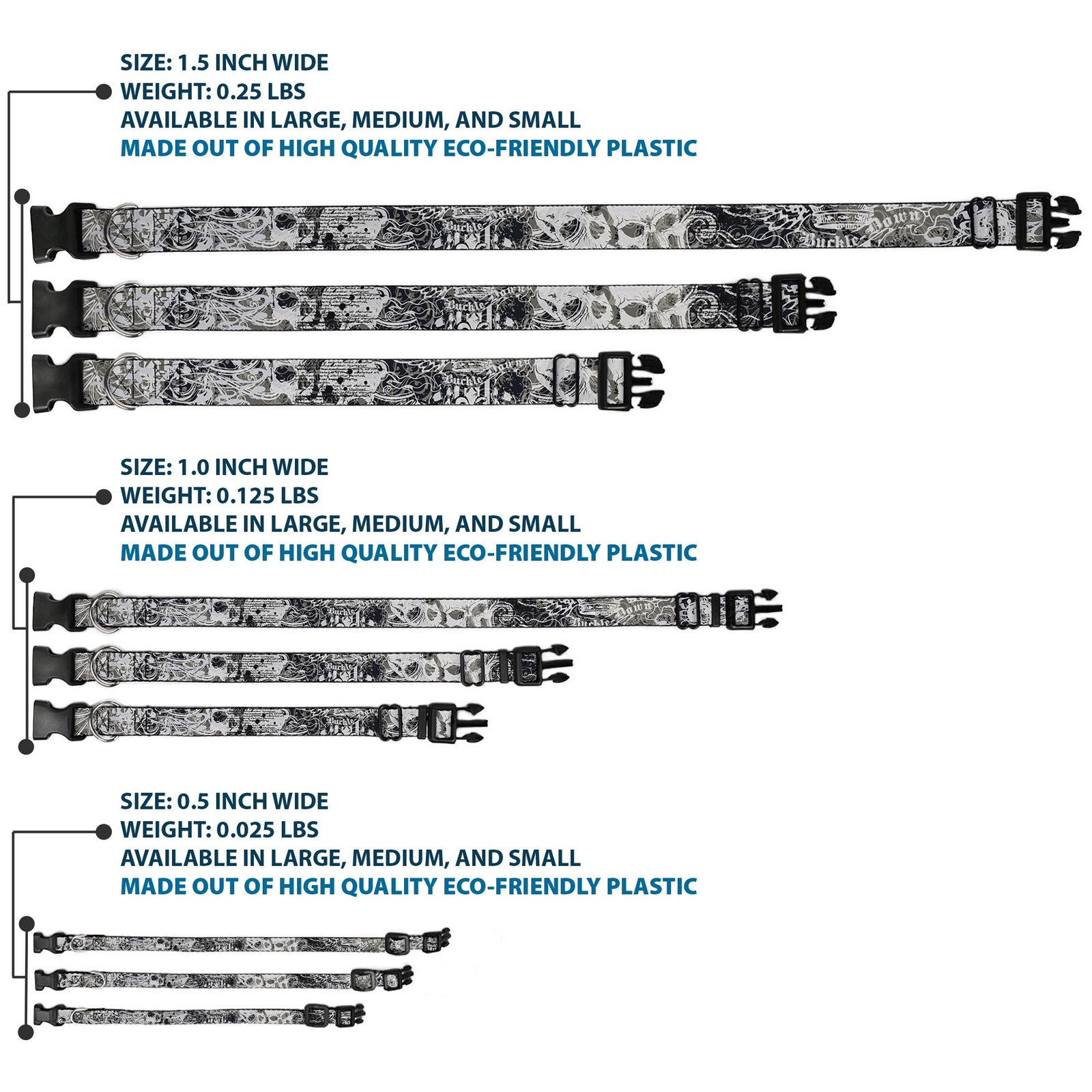 Plastic Clip Collar Gothic 1 Small 9.5-13"