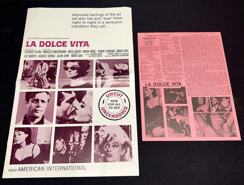 Rare! La DOLCE VITA movie Press Book & Insert 1966 FEDERICO FELLINI MASTROIANNI