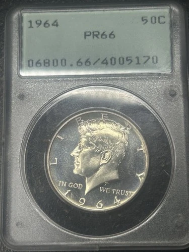 1964 Proof Kennedy 90% Silver Half Dollar PCGS PR66 OGH Rattler Old Green Holder