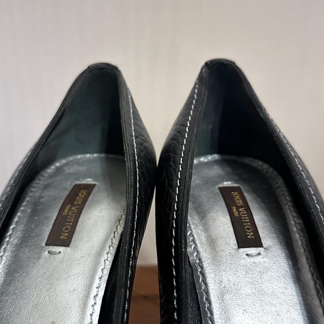 Louis Vuitton Women's Pumps Heel Leather Size:38.5/JP:24.5 Black 135490K Authen thumbnail 12