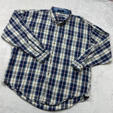 Vintage Chaps Ralph Lauren Button Down Shirt Men XL Blue Plaid Long Sleeve Y2K