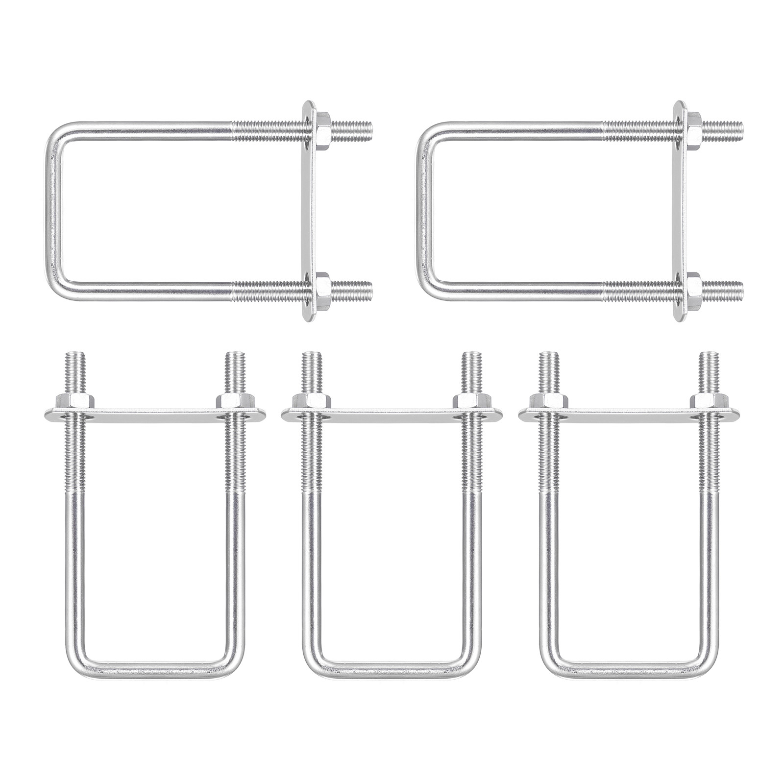 M8x50x120mm(DxWxL) Square U Bolt - 5Pack - Good for Pipe - 304 Stainless Steel